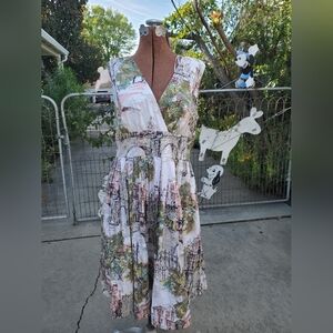 Elegant Scenic Print Midi Dress